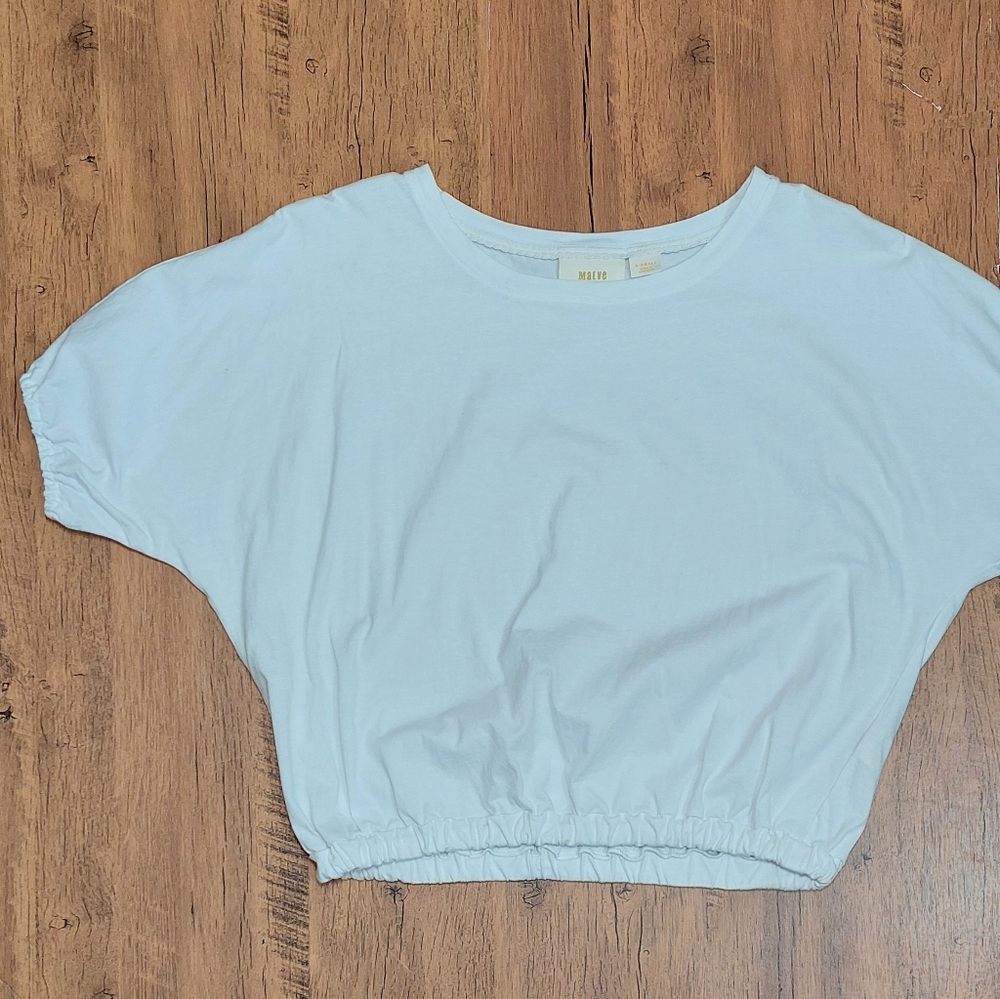 Anthropologie Maeve Oversized White Cotton Crop Top, Size XS